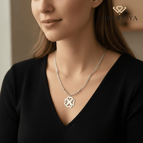 Colgante nombres corazones enlazados plata