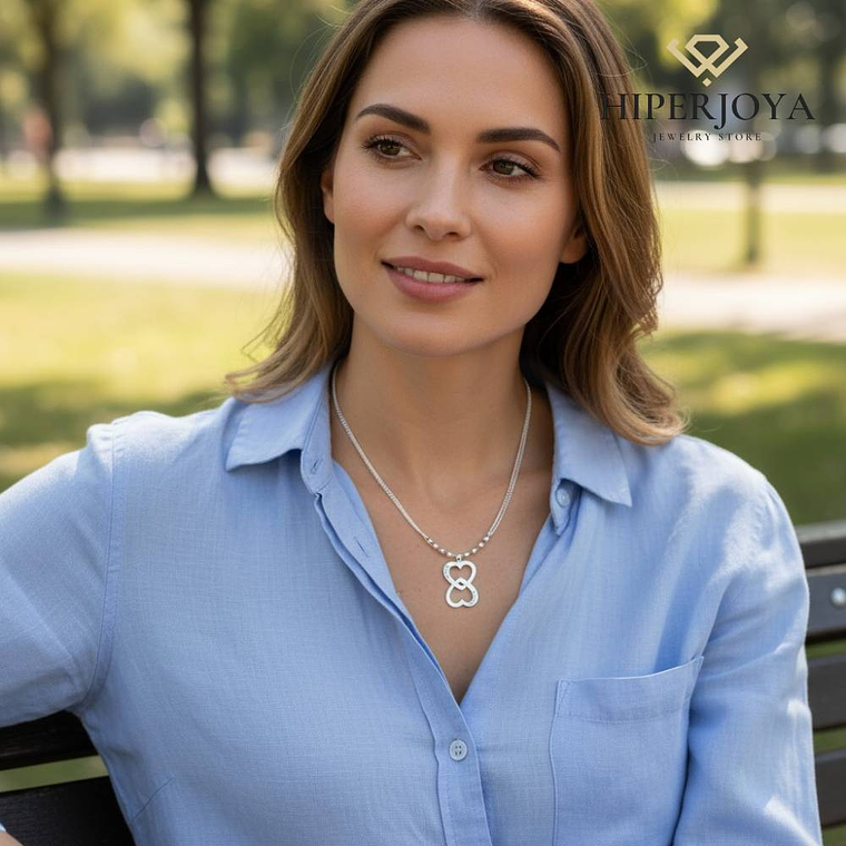 Colgante personalizado nombres en corazones plata 2