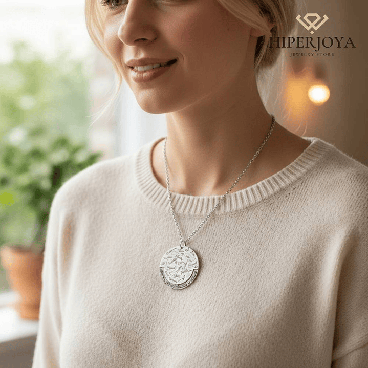 Colgante personalizado nombres y leyenda plata 3