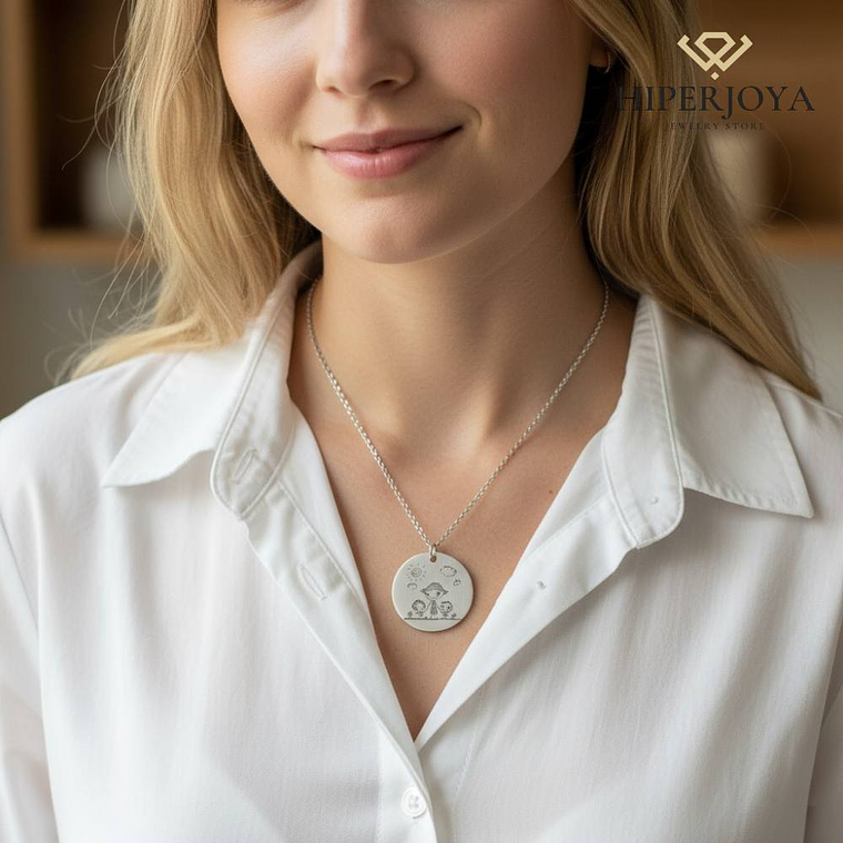 Colgante feliz día mamá plata 12