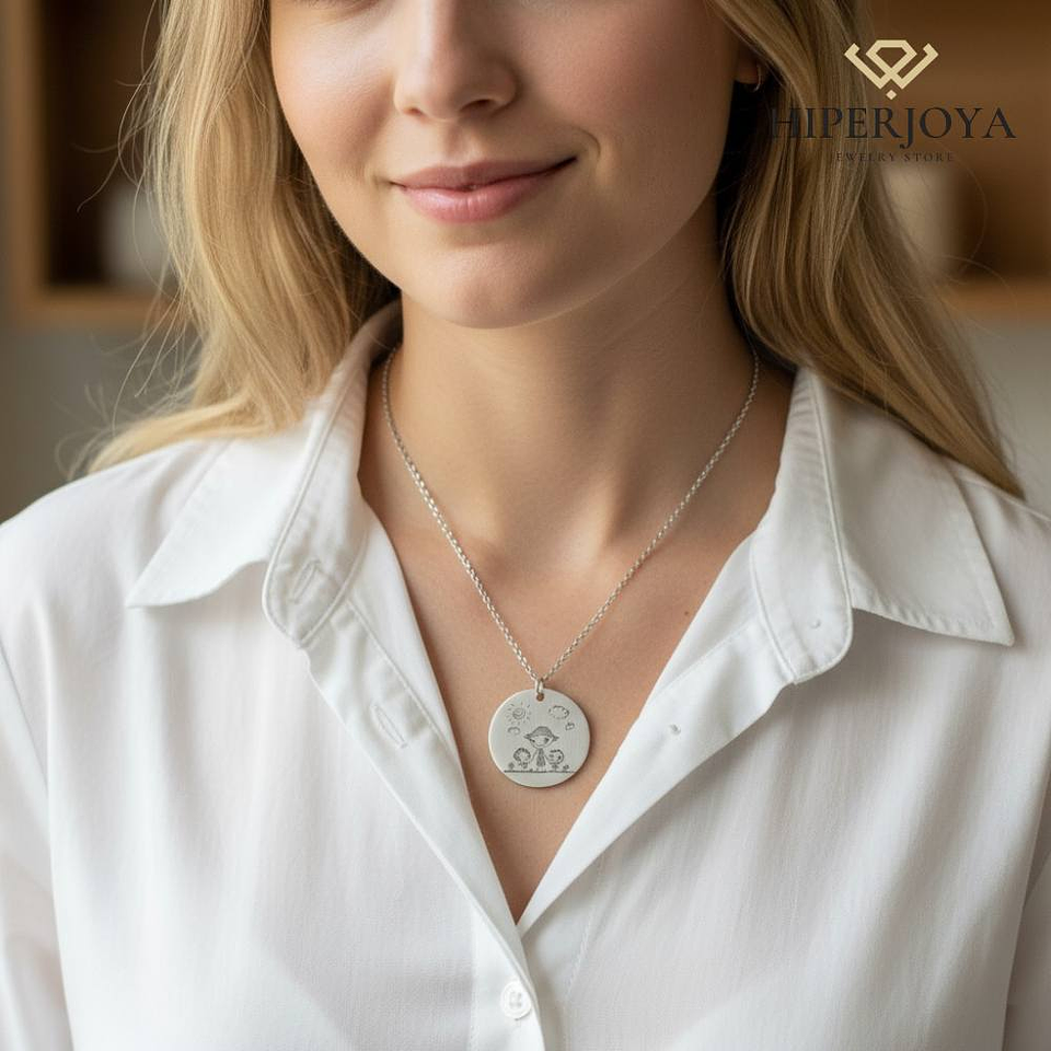 Colgante feliz día mamá plata 12