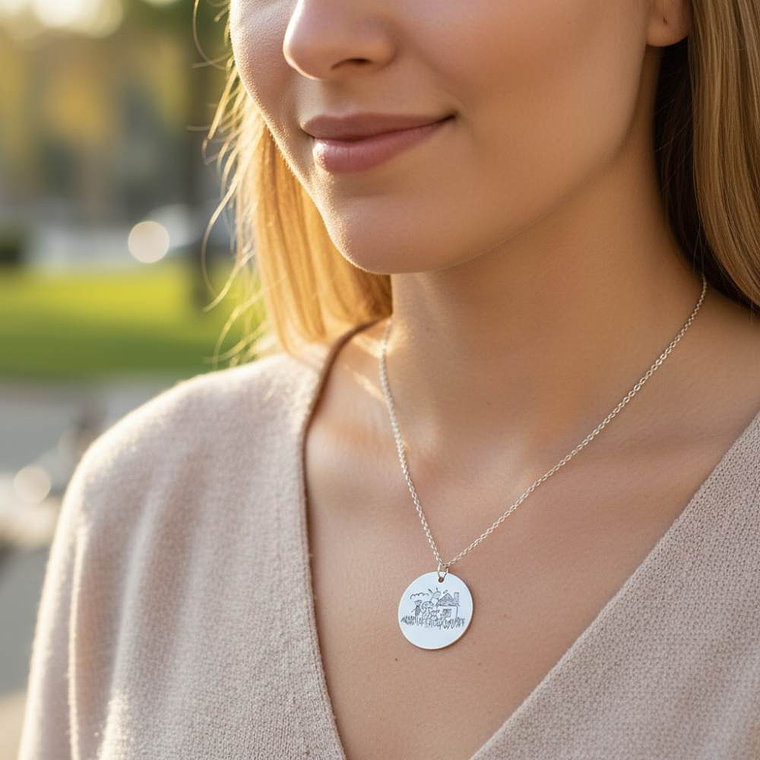 Colgante feliz día mamá plata 8