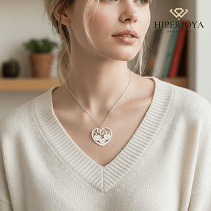 Colgante personalizado mamá y nombres de hijos plata