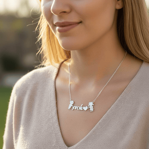 Colgante profe niño y niña plata 