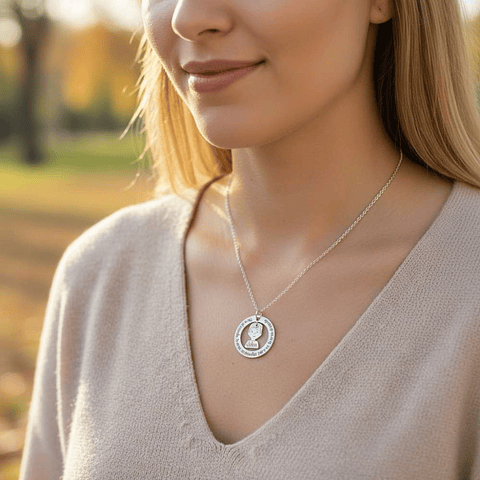 Colgante personalizado mamá e hijo frase plata