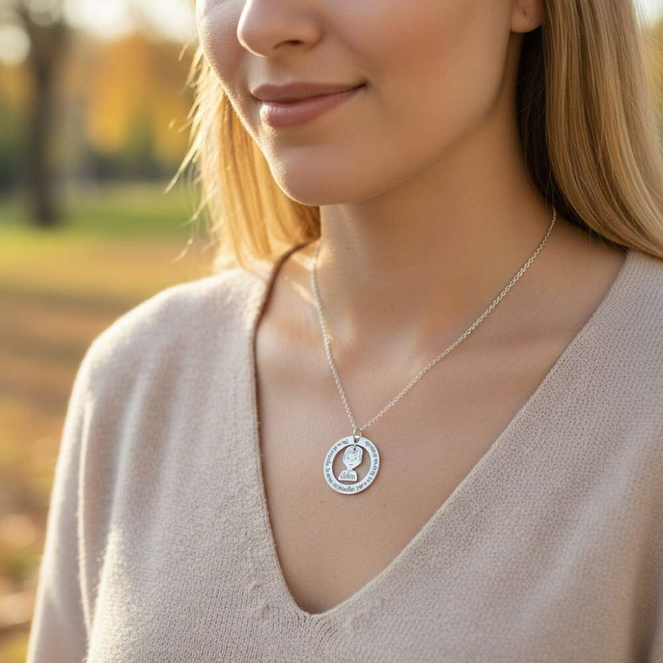 Colgante personalizado mamá e hijo frase plata 1