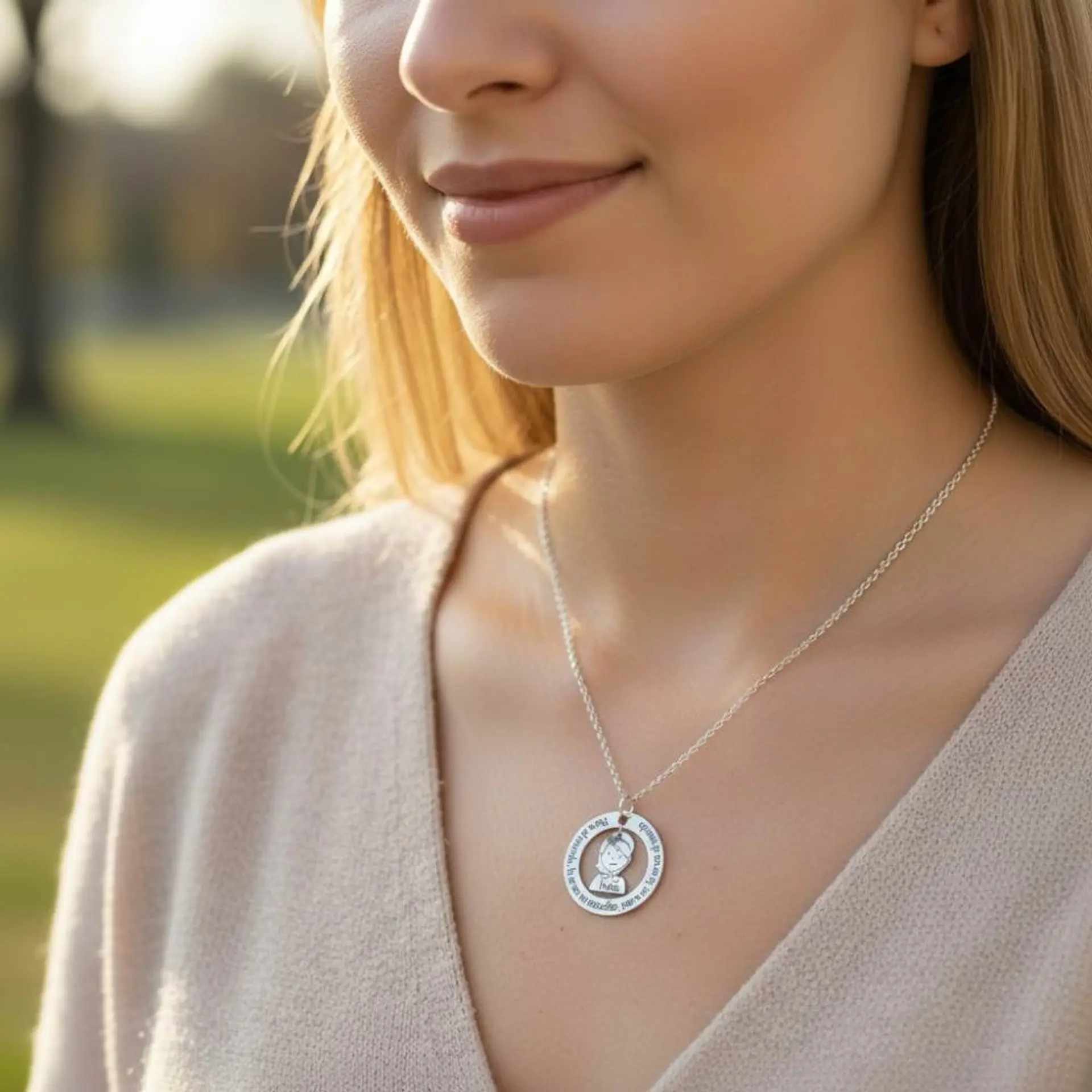 Colgante personalizado mamá e hija frase plata 4