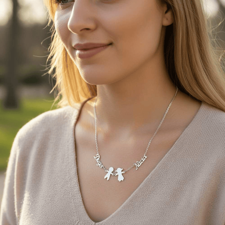 Gargantilla personalizada nombres de parejas plata 3