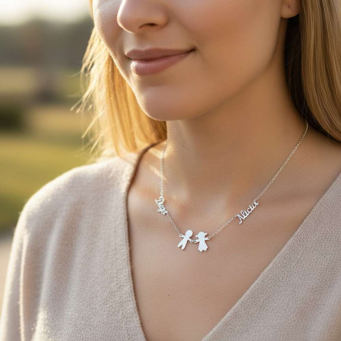 Gargantilla personalizada nombres de parejas plata 2