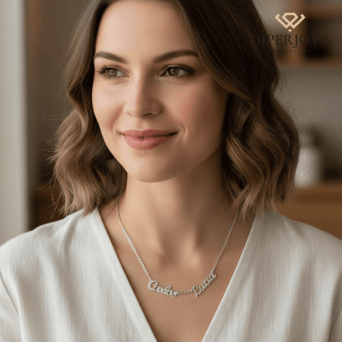 Gargantilla personalizada con nombres plata