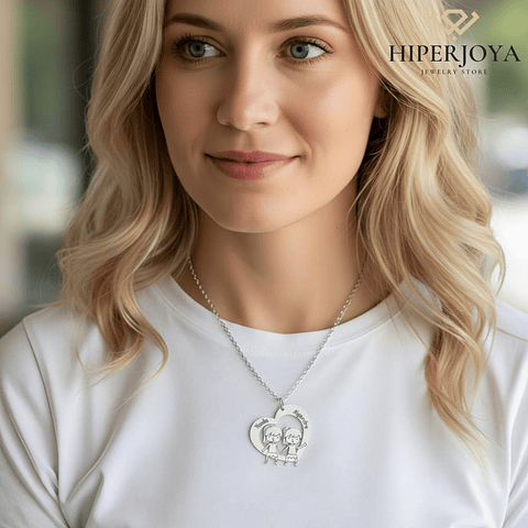 Gargantillas personalizada corazón de niñas con nombre plata