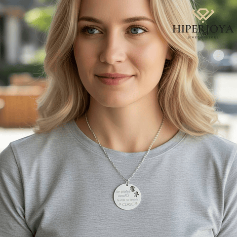 Gargantilla personalizada para la profe plata