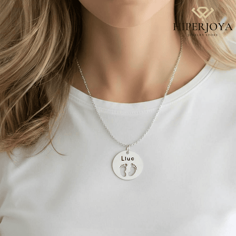 Gargantilla personalizada pies de bebé plata