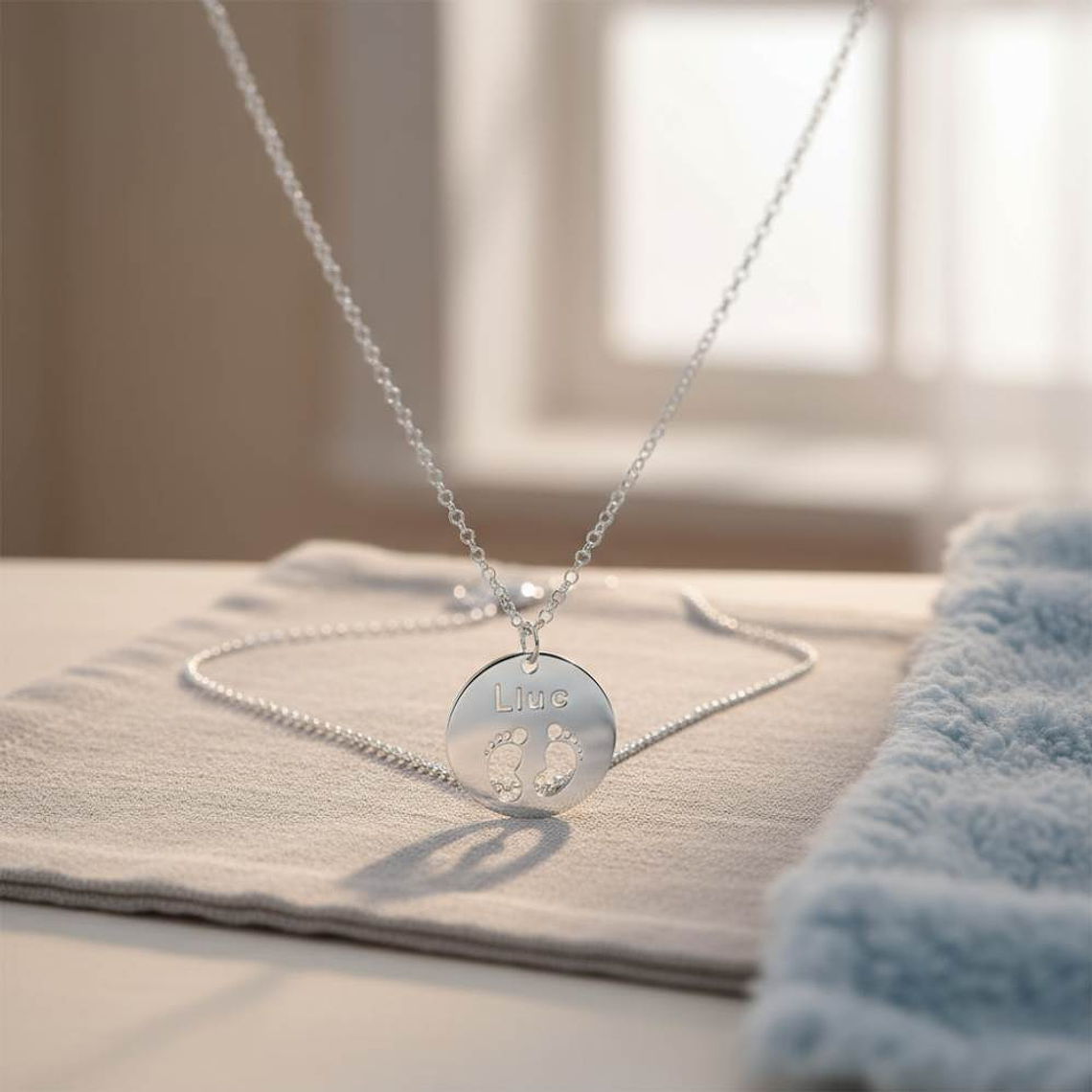 Gargantilla personalizada pies de bebé plata 3