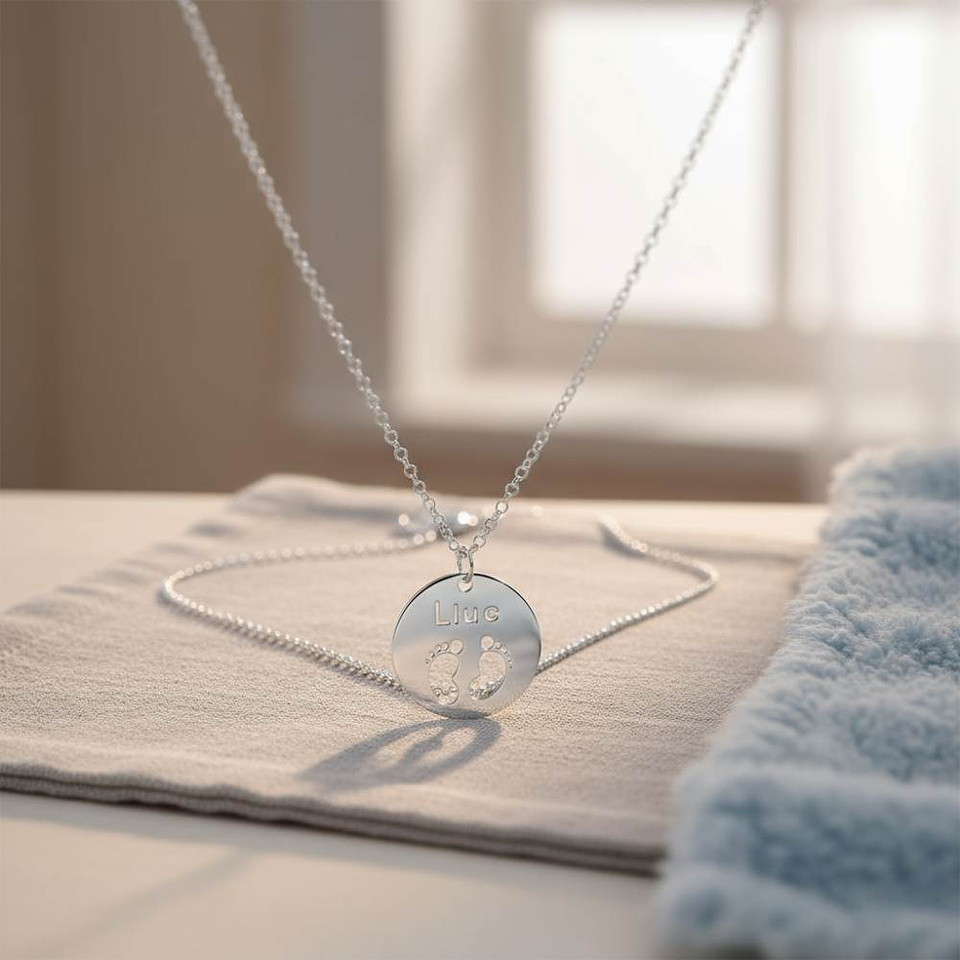 Gargantilla personalizada pies de bebé plata 3