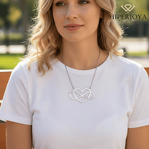 Gargantilla personalizada corazón y nombre en infinito plata