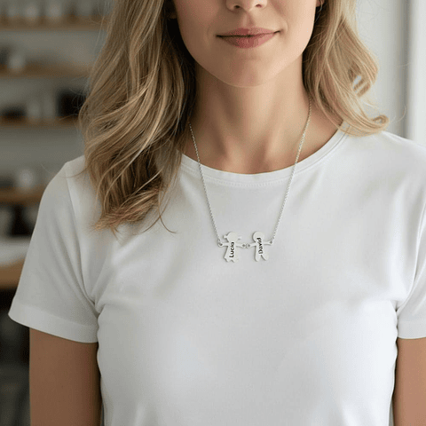 Gargantilla personalizada de pareja plata