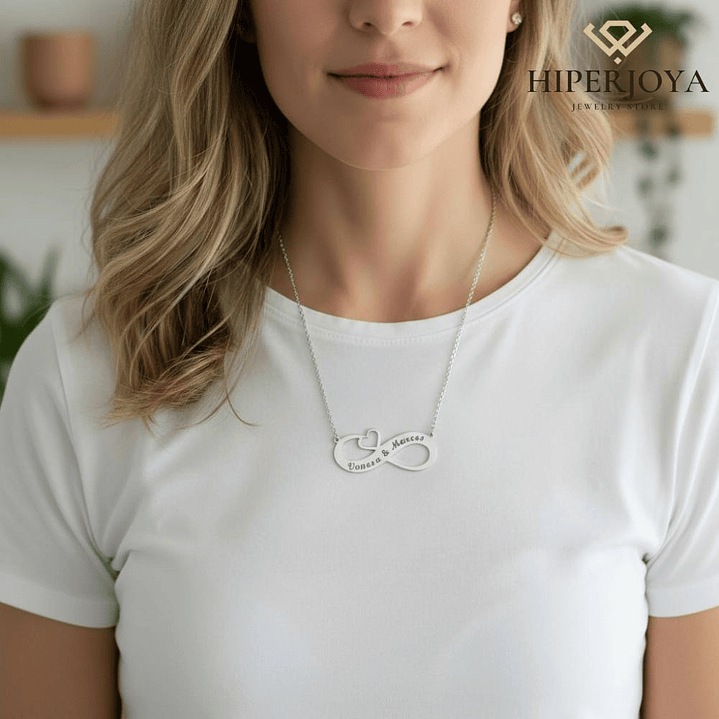 Gargantilla personalizada de infinito con nombres plata 2