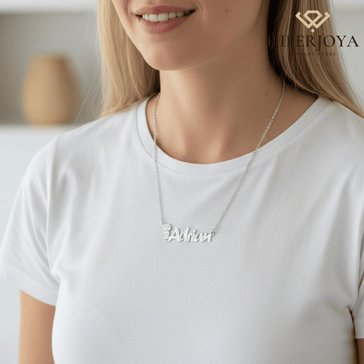 Gargantilla personalizada nombre de niño plata 3