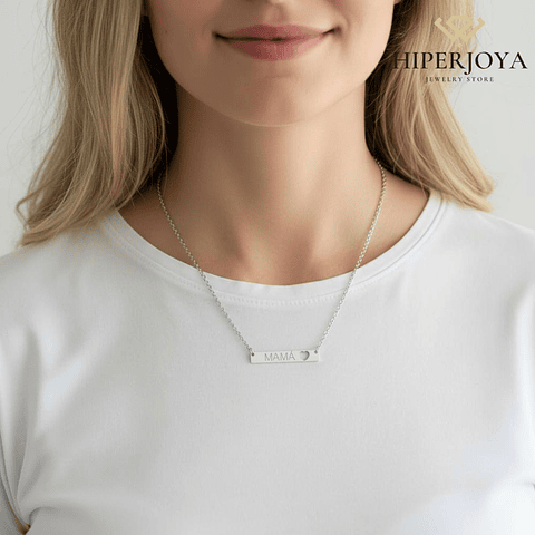 Gargantilla personalizada mamá y corazón plata