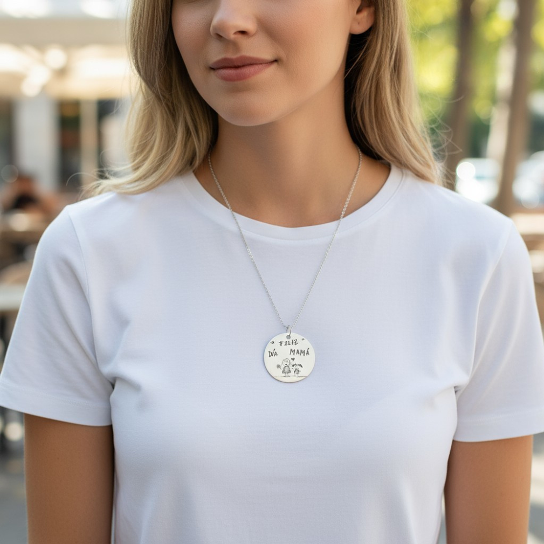 Colgante feliz día mamá plata  2