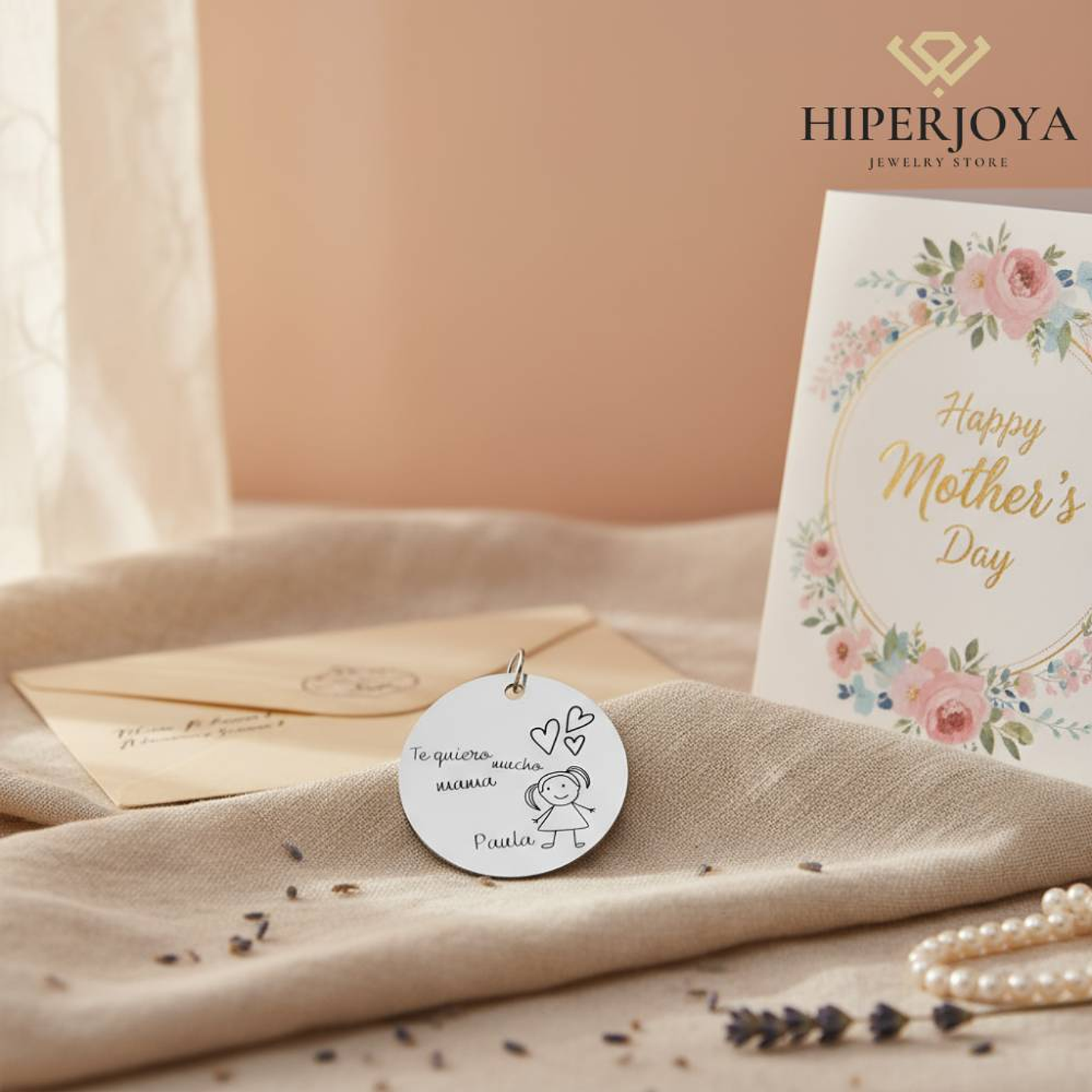 Colgante feliz día mamá plata  4