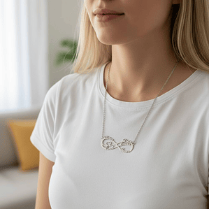 Gargantilla personalizada doble infinitos con nombres plata 