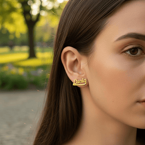 Pendientes personalizados de nombres plata con baño de oro 