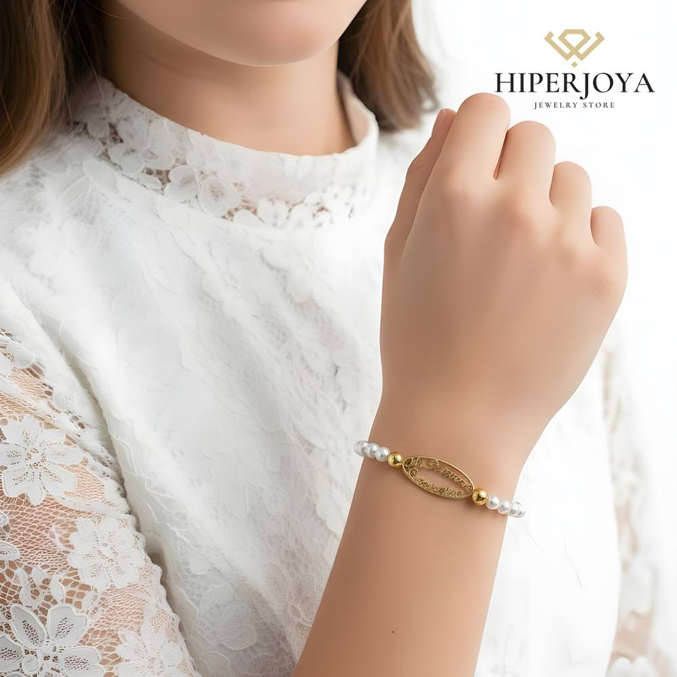 Pulsera personalizada mi primera comunión plata con baño de oro 3