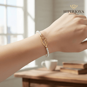 Pulsera personalizada mi primera comunión plata con baño de oro