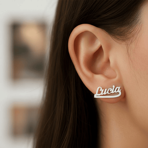 Pendientes personalizados con nombre plata 