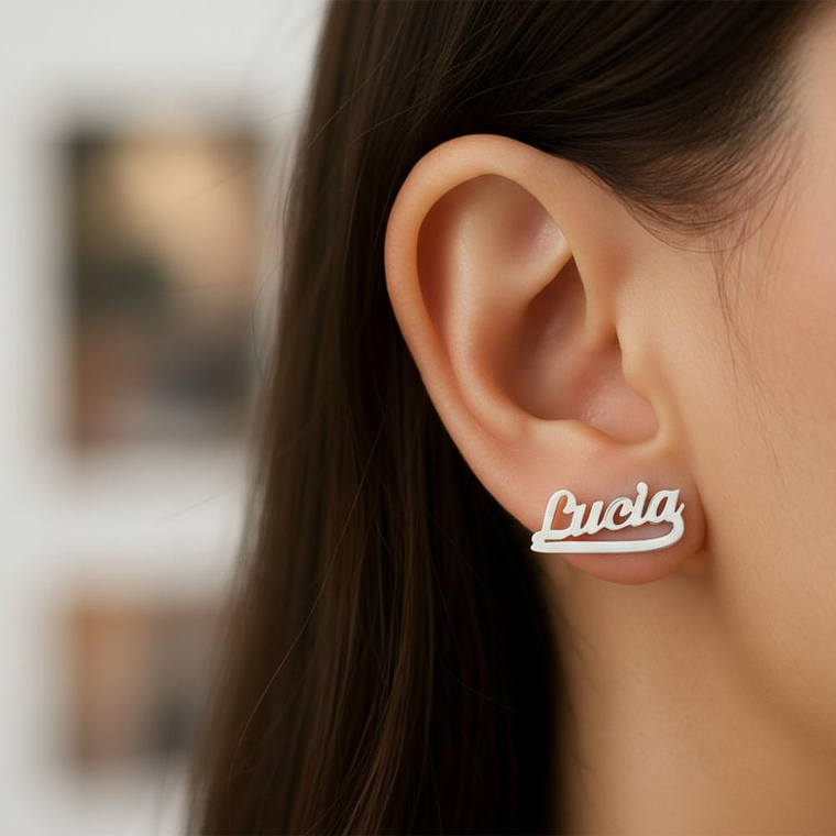 Pendientes personalizados con nombre plata  2