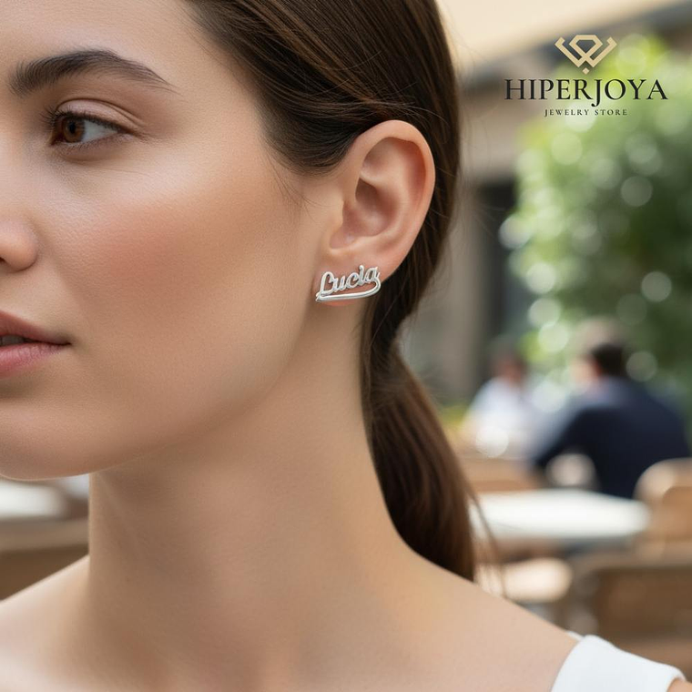 Pendientes personalizados con nombre plata  3