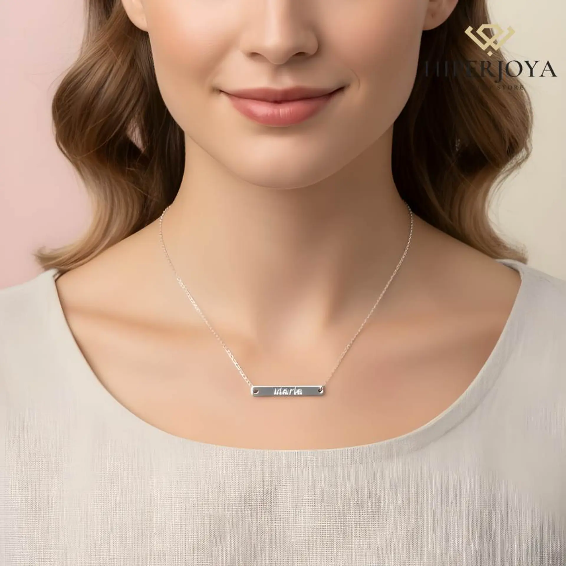 Gargantilla personalizada chapa con nombre plata  4
