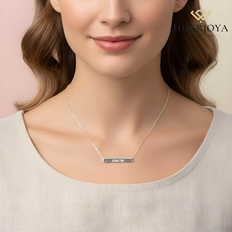 Gargantilla personalizada chapa con nombre plata  2