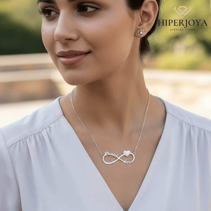 Gargantilla personalizada de infinito con nombres plata  3