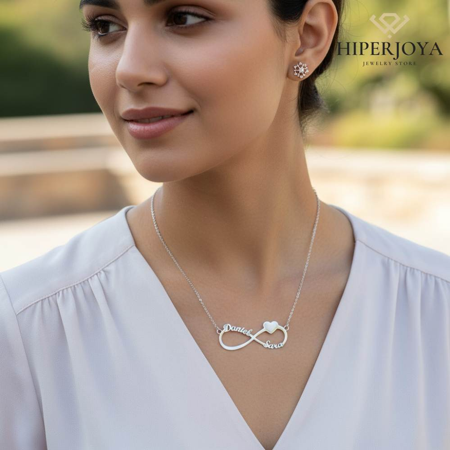 Gargantilla personalizada de infinito con nombres plata  3