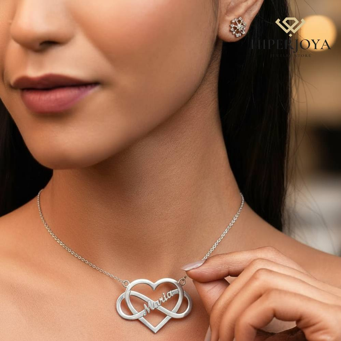 Gargantilla personalizada infinito y corazón con nombre plata  2