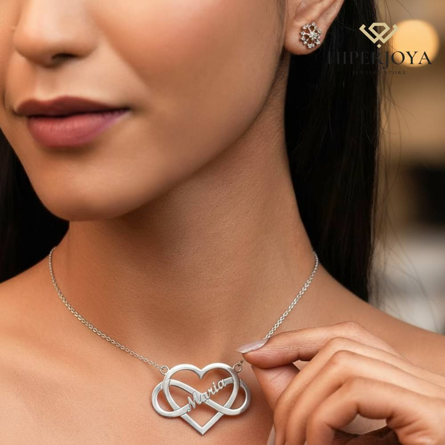 Gargantilla personalizada infinito y corazón con nombre plata  2