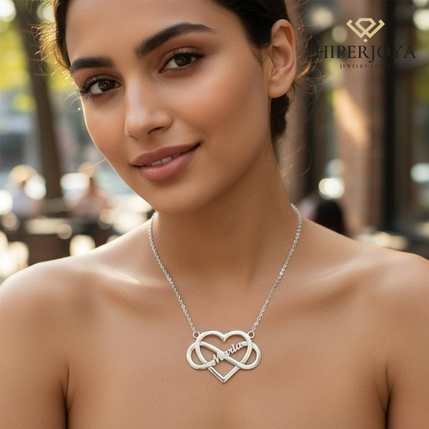 Gargantilla personalizada infinito y corazón con nombre plata  3