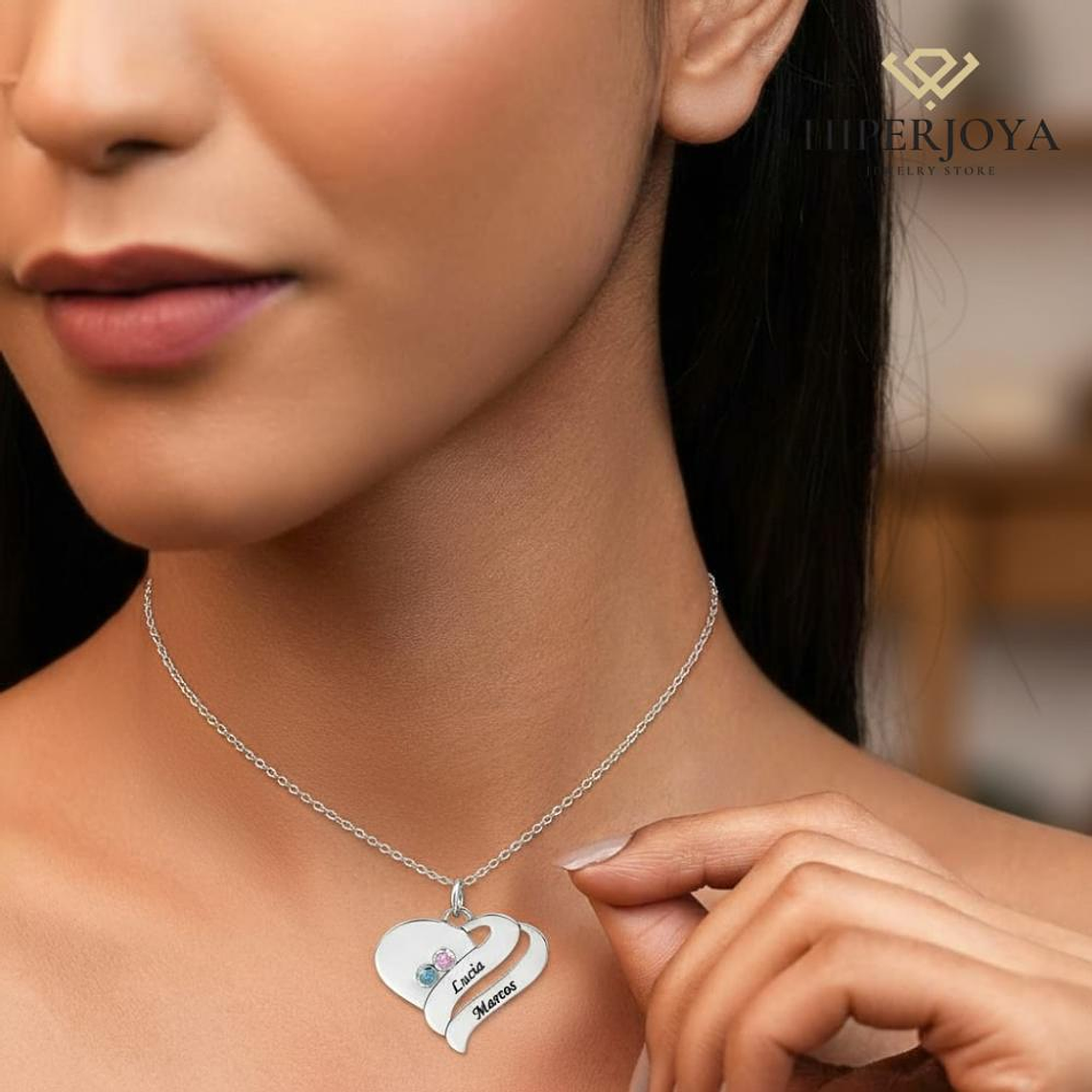 Gargantilla personalizada nombres y zirconitas plata 2