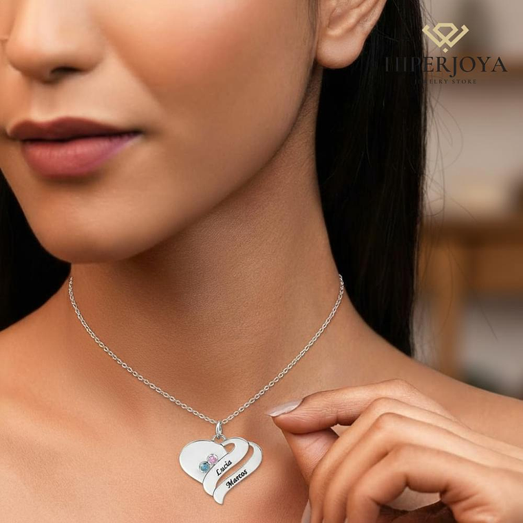 Gargantilla personalizada nombres y zirconitas plata 2