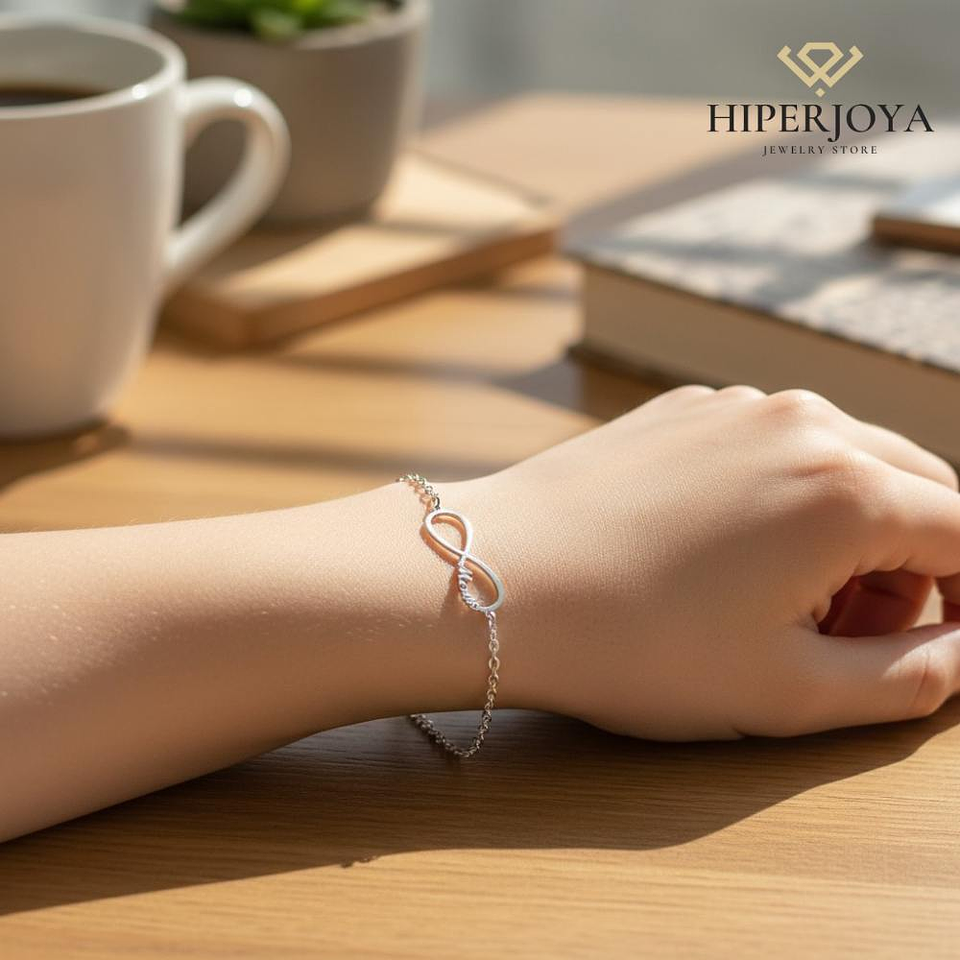 Pulsera personalizada infinito con nombre plata 2