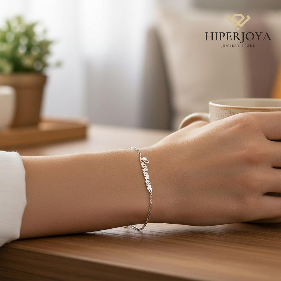 Pulsera personalizada con nombre plata 2