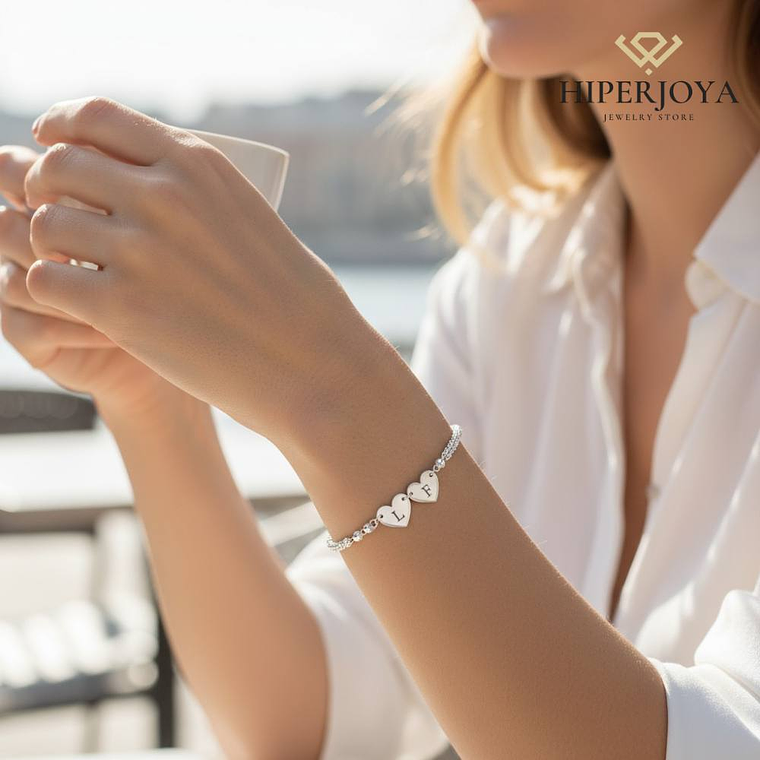 Pulsera personalizada iniciales plata 2