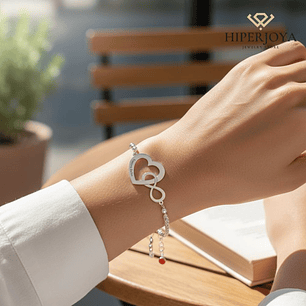 Pulsera personalizada corazón infinito plata