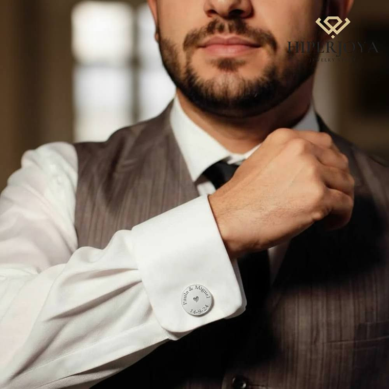 Gemelos personalizados nombres y fecha plata 2