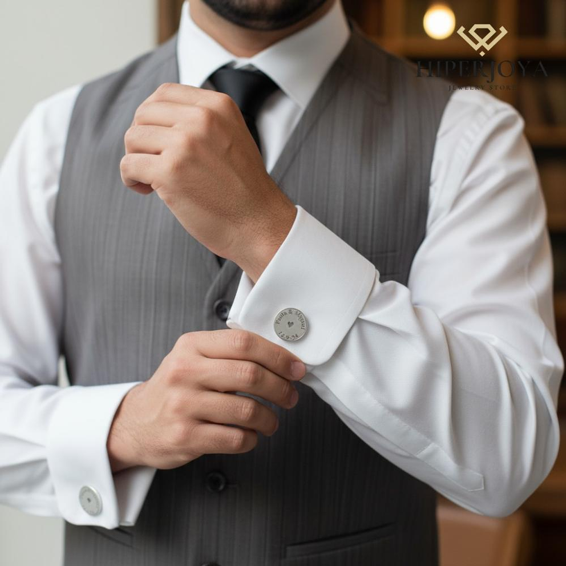 Gemelos personalizados nombres y fecha plata 3