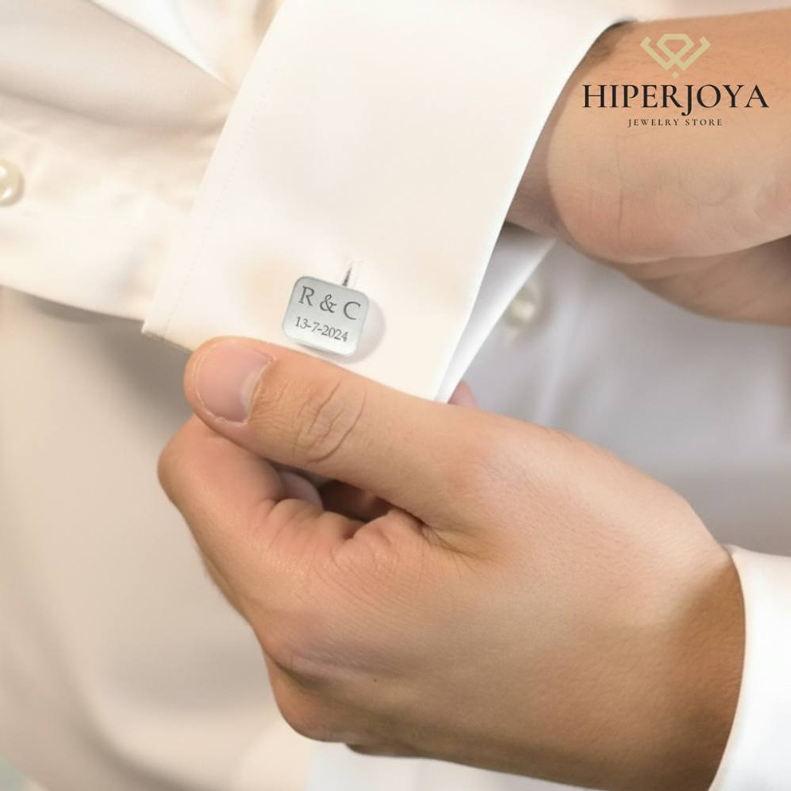 Gemelos personalizados iniciales y fecha plata 2