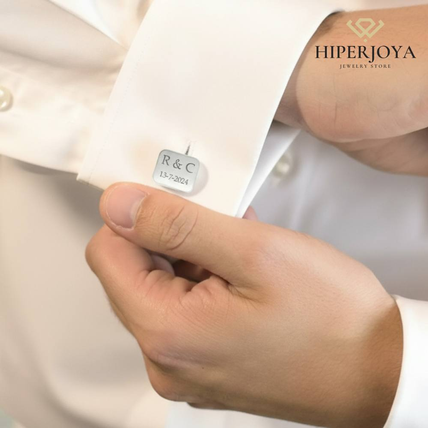 Gemelos personalizados iniciales y fecha plata 2